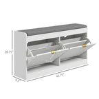 White Flip-Drawer Shoe Storage Bench, Single Seat, 8 Pairs