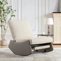 Gray & Beige / Orange & Beige Corduroy Rocking Recliner with Footrest, Single Seat