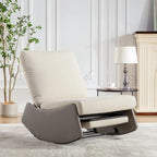 Gray & Beige / Orange & Beige Corduroy Rocking Recliner with Footrest, Single Seat