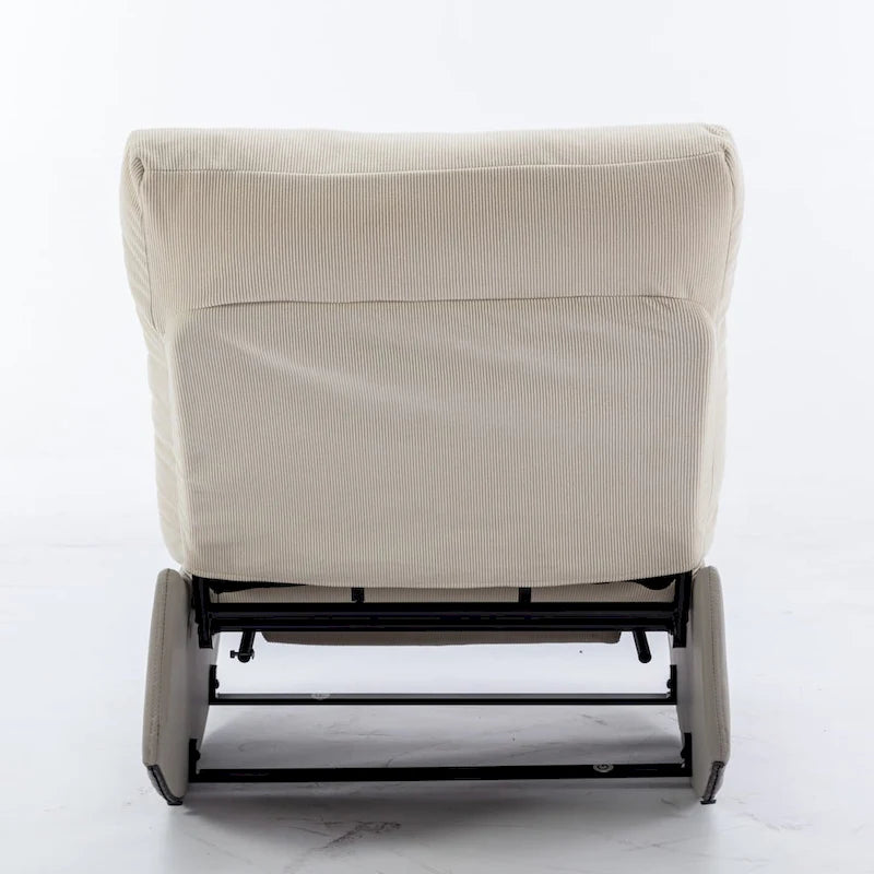 Gray & Beige / Orange & Beige Corduroy Rocking Recliner with Footrest, Single Seat