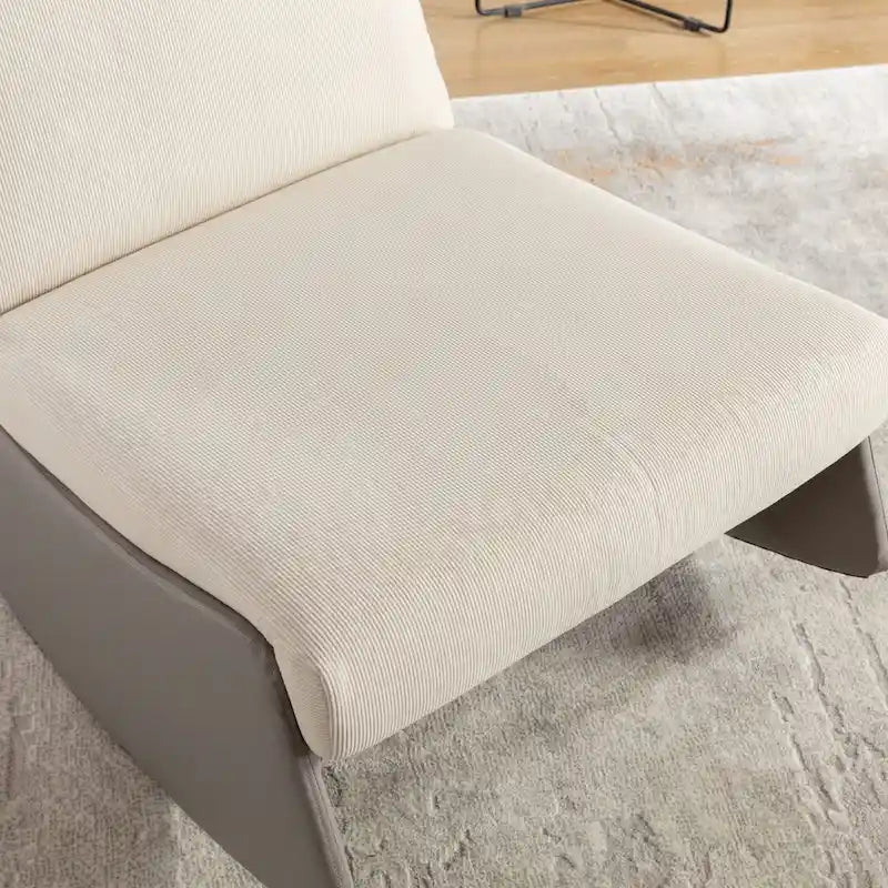 Gray & Beige / Orange & Beige Corduroy Rocking Recliner with Footrest, Single Seat