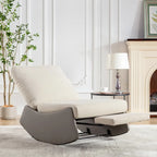 Gray & Beige / Orange & Beige Corduroy Rocking Recliner with Footrest, Single Seat