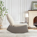 Gray & Beige / Orange & Beige Corduroy Rocking Recliner with Footrest, Single Seat