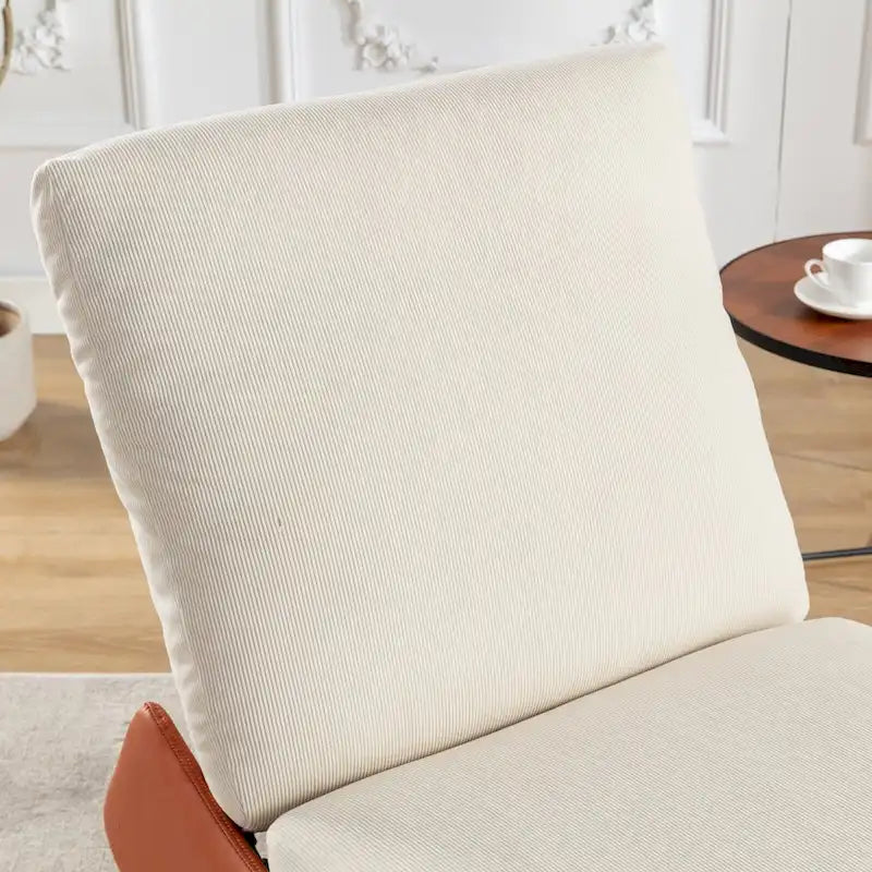 Gray & Beige / Orange & Beige Corduroy Rocking Recliner with Footrest, Single Seat