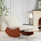 Gray & Beige / Orange & Beige Corduroy Rocking Recliner with Footrest, Single Seat