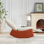 Gray & Beige / Orange & Beige Corduroy Rocking Recliner with Footrest, Single Seat