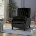 Black Velvet Wingback Pushback Recliner, Single Seat