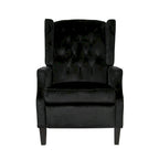 Black Velvet Wingback Pushback Recliner, Single Seat
