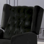 Black Velvet Wingback Pushback Recliner, Single Seat