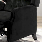 Black Velvet Wingback Pushback Recliner, Single Seat