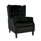 Black Velvet Wingback Pushback Recliner, Single Seat