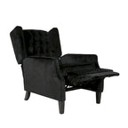 Black Velvet Wingback Pushback Recliner, Single Seat