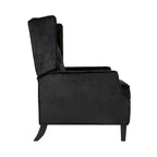Black Velvet Wingback Pushback Recliner, Single Seat