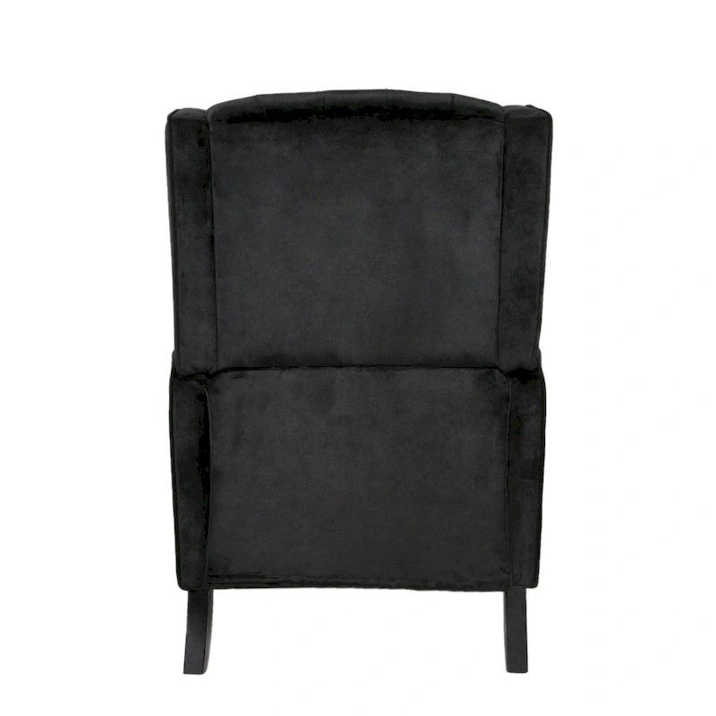 Black Velvet Wingback Pushback Recliner, Single Seat