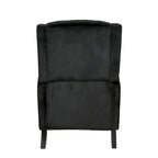Black Velvet Wingback Pushback Recliner, Single Seat