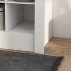 White Tall Narrow Shoe Cabinet with Open Cubes, 36 Pairs