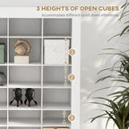 White Tall Narrow Shoe Cabinet with Open Cubes, 36 Pairs