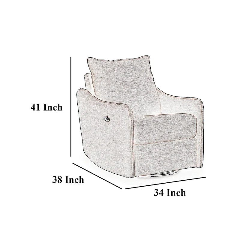 Gray Swivel Power Recliner Chair, Single, Pillow Back