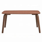 Walnut Brown Rectangular Dining Table, Tapered Bent Legs, Seats 6, 59"