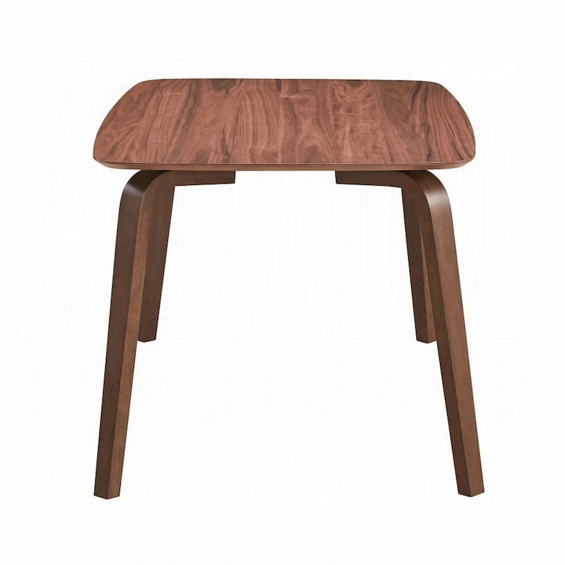 Walnut Brown Rectangular Dining Table, Tapered Bent Legs, Seats 6, 59"