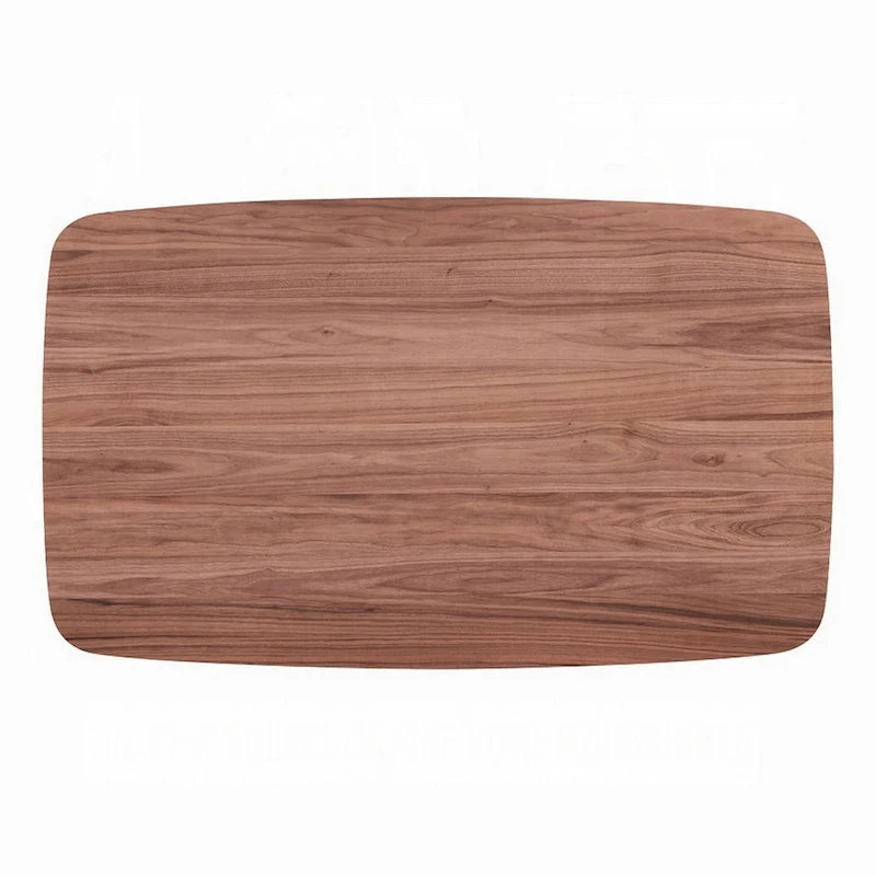 Walnut Brown Rectangular Dining Table, Tapered Bent Legs, Seats 6, 59"
