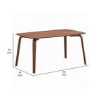 Walnut Brown Rectangular Dining Table, Tapered Bent Legs, Seats 6, 59"