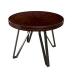 Brown Round Dining Table with Metal Base, Seats 4