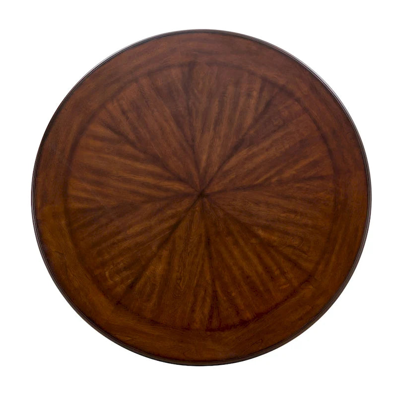 Brown Round Dining Table with Metal Base, Seats 4