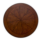 Brown Round Dining Table with Metal Base, Seats 4