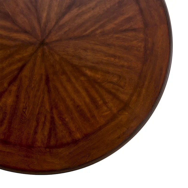 Brown Round Dining Table with Metal Base, Seats 4