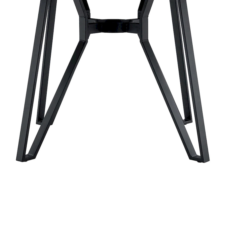 Brown Round Dining Table with Metal Base, Seats 4