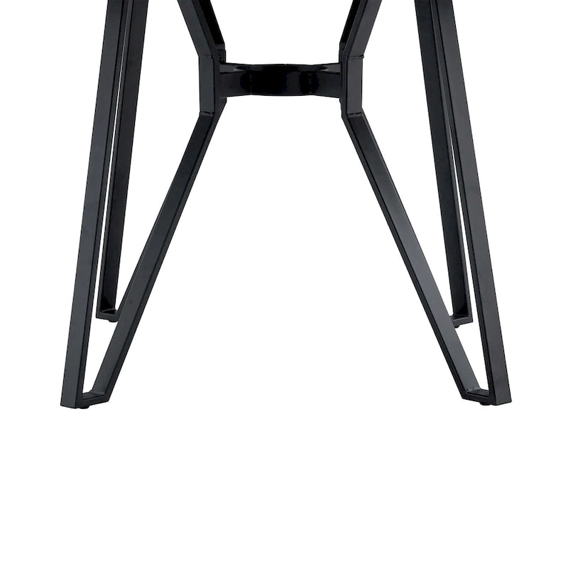 Brown Round Dining Table with Metal Base, Seats 4