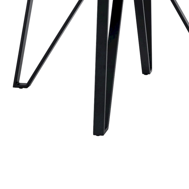 Brown Round Dining Table with Metal Base, Seats 4