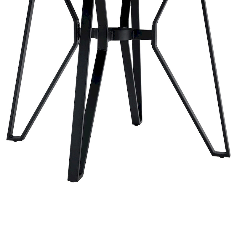 Brown Round Dining Table with Metal Base, Seats 4