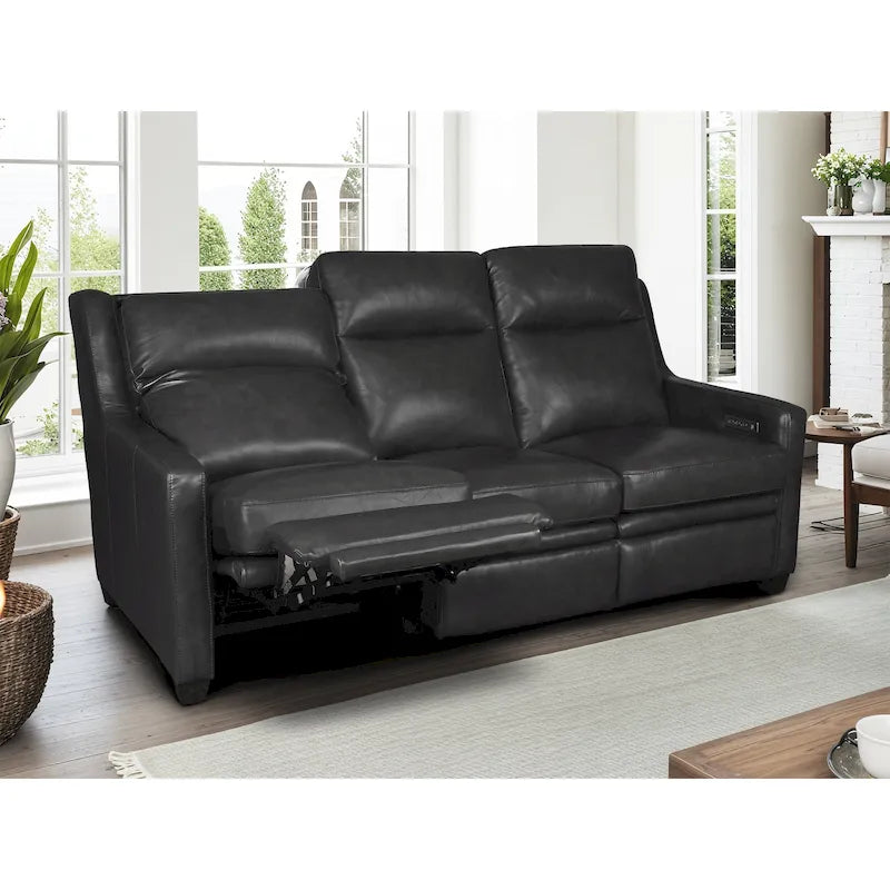 Canapé inclinable 3 places – Cuir pleine fleur, Amande / Anthracite / Caramel