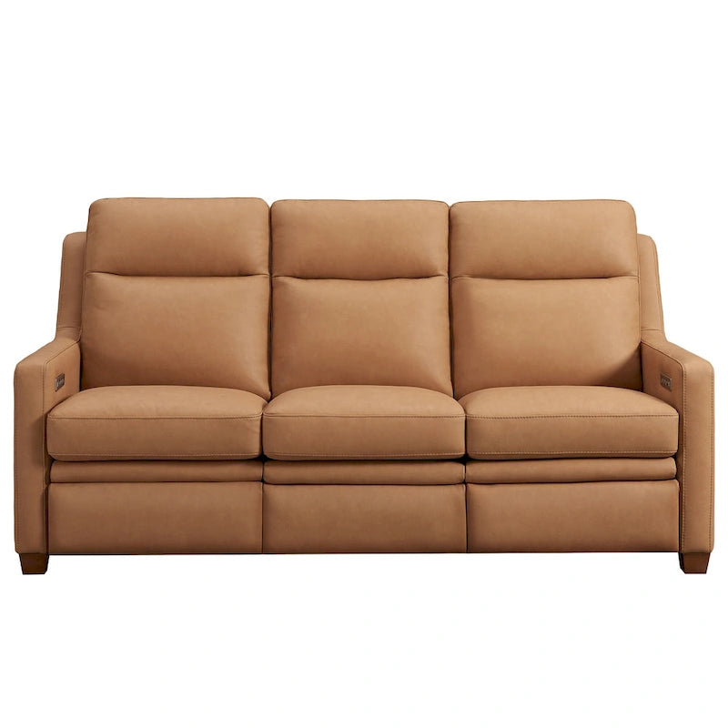 Power Reclining 3-Seat Sofa – Top Grain Leather, Almond / Charcoal / Camel