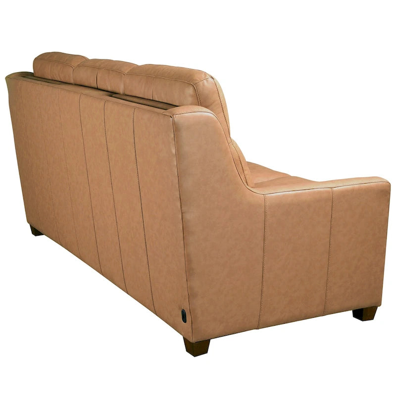 Power Reclining 3-Seat Sofa – Top Grain Leather, Almond / Charcoal / Camel