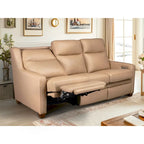 Power Reclining 3-Seat Sofa – Top Grain Leather, Almond / Charcoal / Camel