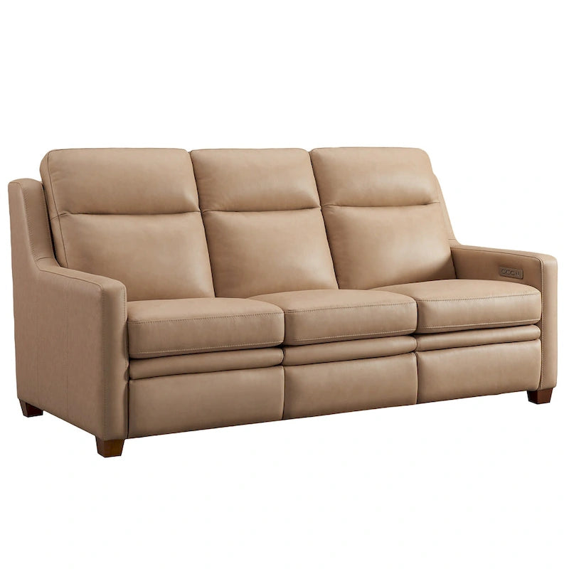 Power Reclining 3-Seat Sofa – Top Grain Leather, Almond / Charcoal / Camel