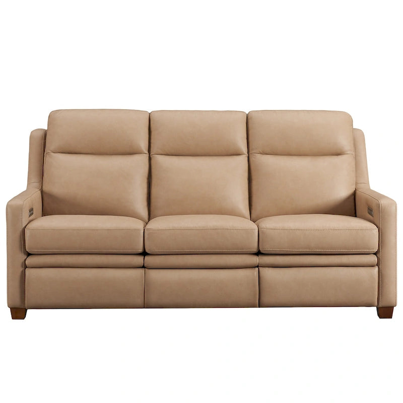 Power Reclining 3-Seat Sofa – Top Grain Leather, Almond / Charcoal / Camel
