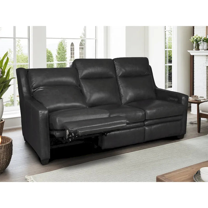 Power Reclining 3-Seat Sofa – Top Grain Leather, Almond / Charcoal / Camel