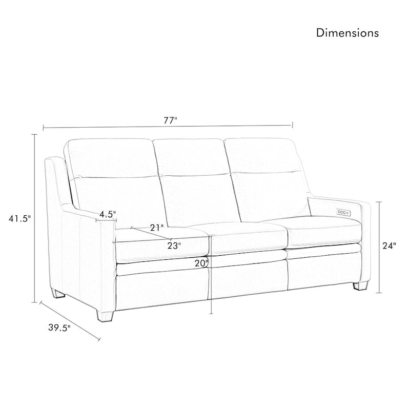 Power Reclining 3-Seat Sofa – Top Grain Leather, Almond / Charcoal / Camel