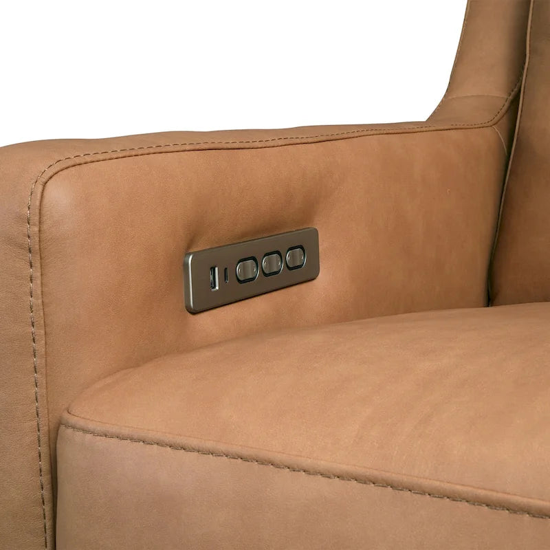 Power Reclining 3-Seat Sofa – Top Grain Leather, Almond / Charcoal / Camel