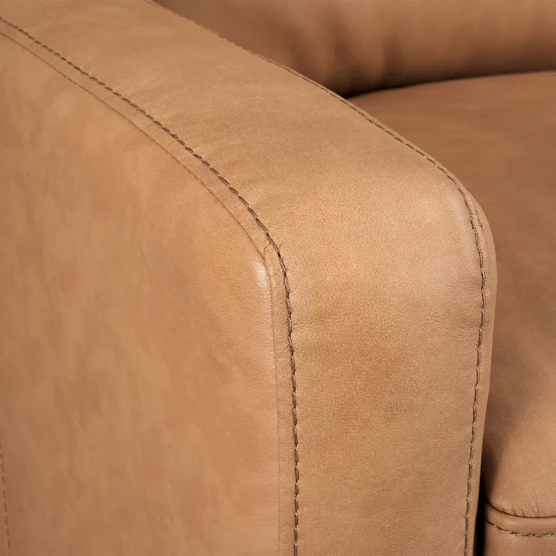 Power Reclining 3-Seat Sofa – Top Grain Leather, Almond / Charcoal / Camel