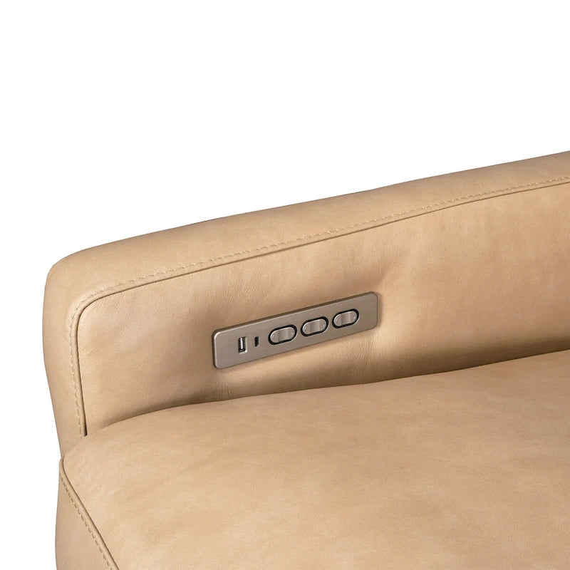 Power Reclining 3-Seat Sofa – Top Grain Leather, Almond / Charcoal / Camel