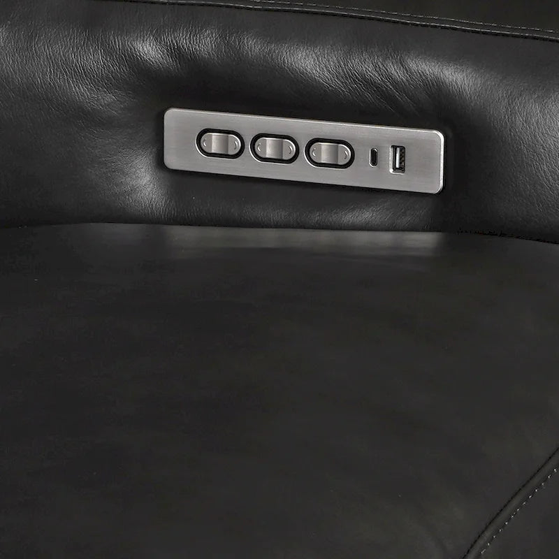 Power Reclining 3-Seat Sofa – Top Grain Leather, Almond / Charcoal / Camel