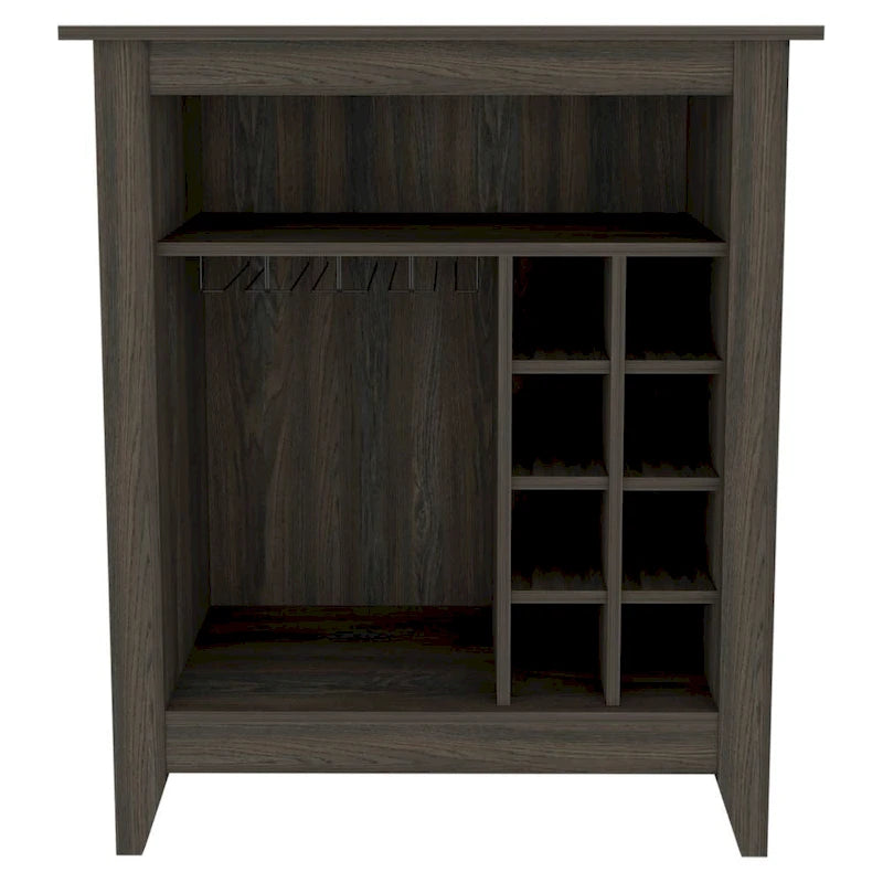 Bar Cabinet with Wine Rack, 1 Drawer & Open Shelf – Gray/Black/Brown