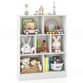 White/Brown 7-Cube Kids Toy Storage Organizer Bookcase, 1-Person Assembly