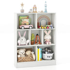 White/Brown 7-Cube Kids Toy Storage Organizer Bookcase, 1-Person Assembly