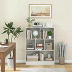 White/Brown 7-Cube Kids Toy Storage Organizer Bookcase, 1-Person Assembly